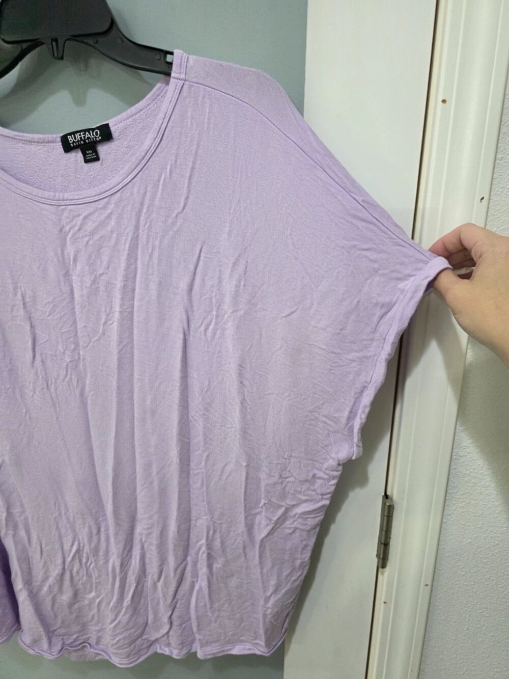 Buffalo David Bitton XXL Lavender Dolman Sleeve T-Shirt Loose Fit Cozy Tee - Picture 4 of 7